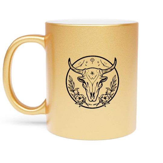 Cow Skull Boho Metallic Mugs
