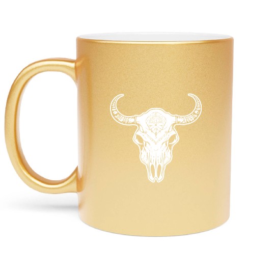 Cow Skull Boho Metallic Mugs
