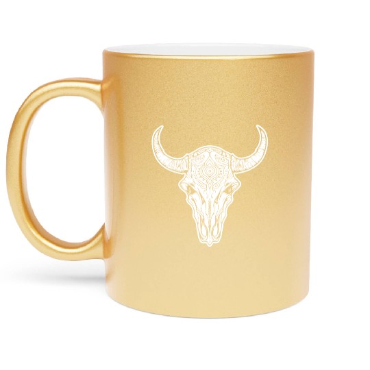 Cow Skull Boho Metallic Mugs