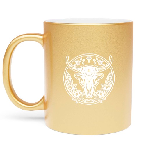 Cow Skull Boho Metallic Mugs