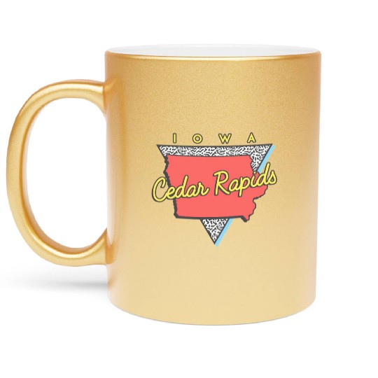 Cedar Rapids Iowa Triangle Ia City Metallic Mugs