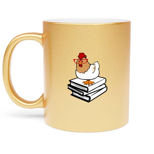 Chicken Book Nerd Love Reading Farm Metallic Mugs