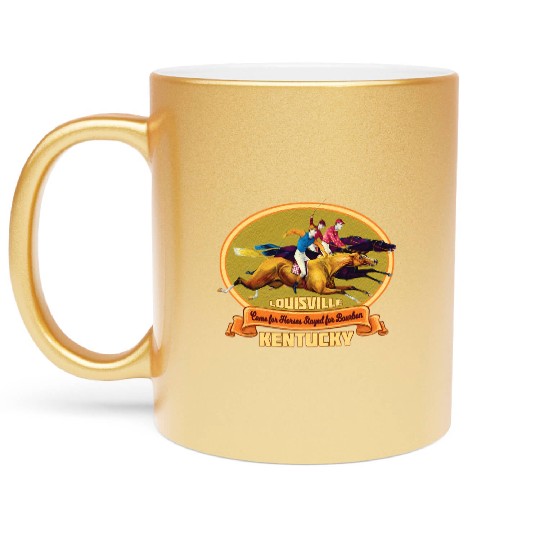Louisville Kentucky Horse Racing Bourbon Derby Metallic Mugs