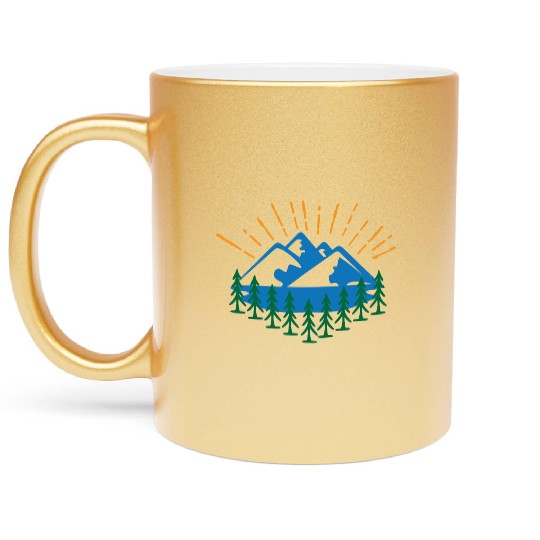 Blue Mountain And Forest Metallic Mugs
