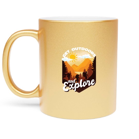 Get Outdoors And Explore Hiking Nature Vintage Metallic Mugs
