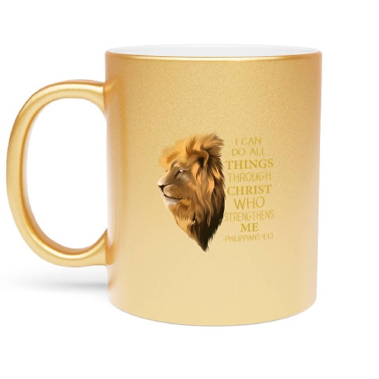 Philippians 4 13 Religious Lion Verses Christian Metallic Mugs