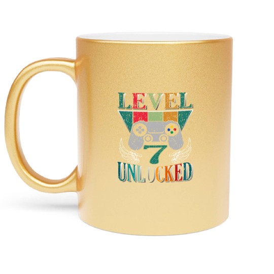 7th Birthday Level 7 Gamer Gaming Gambling Metallic Mugs