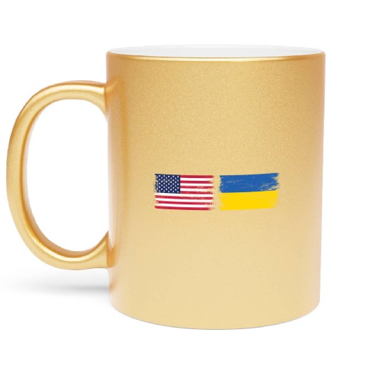 Ukrainian American Flag Ukraine Usa America Roots Metallic Mugs