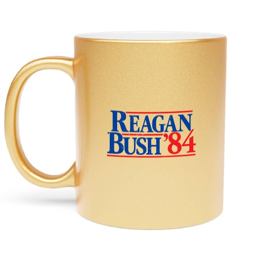 Reagan Bush '84 Republican Metallic Mugs