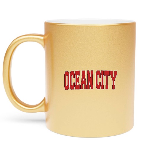 Ocean City Nj New Jersey Varsity Style Usa Sports Metallic Mugs