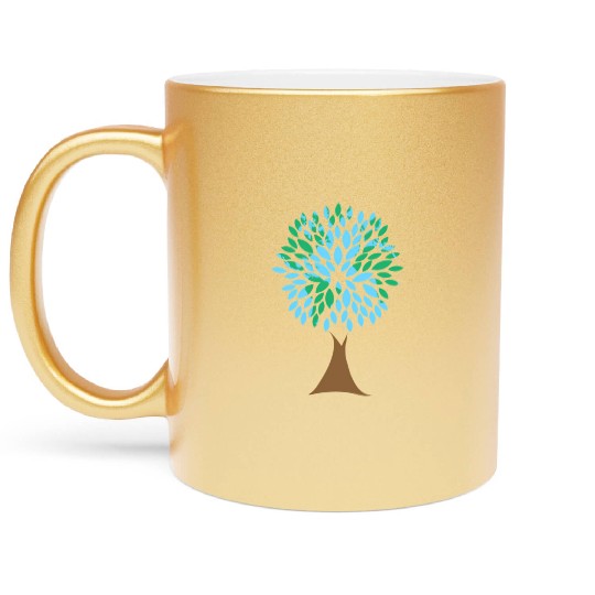 Earth Day Tree With Leaves Image Of Our Planet Metallic Mugs