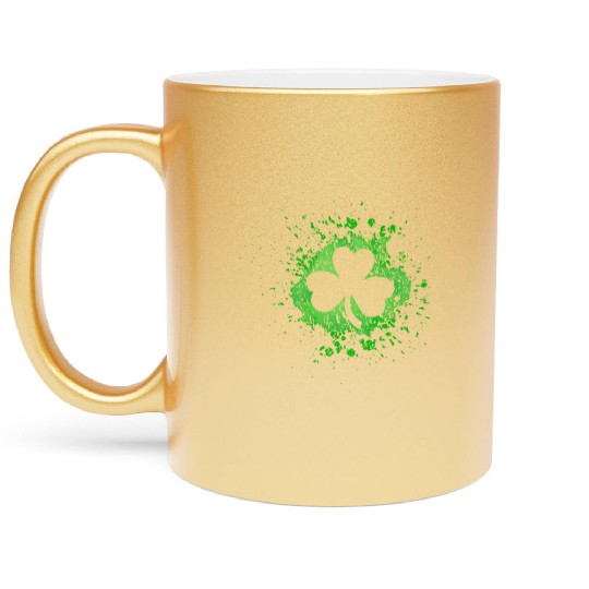2-Sided Erin Go Bragh Shamrock Celtic Knot And Metallic Mugs