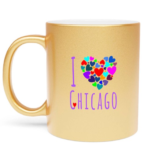 I Love Chicago Heart City Of Chicago Metallic Mugs