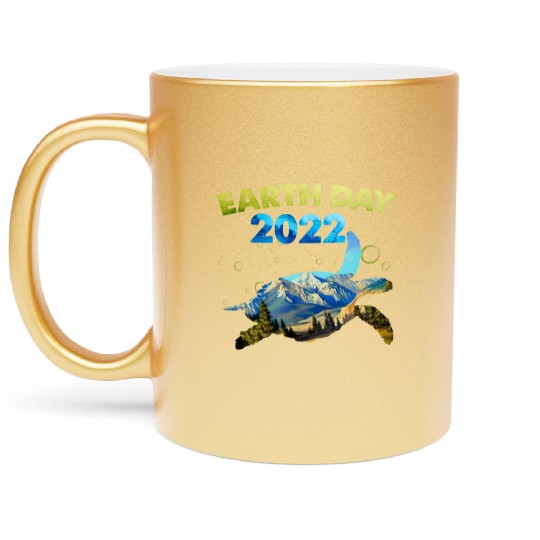 Sea Turtle Earth Day Everyday 2022 Planet World Metallic Mugs