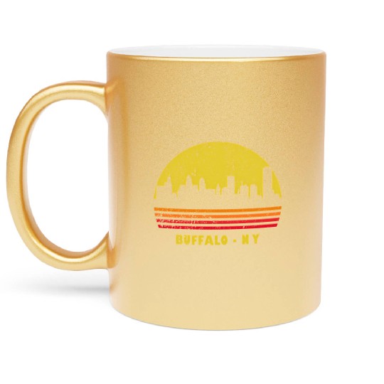 Sunset Buffalo Ny yline Metallic Mugs