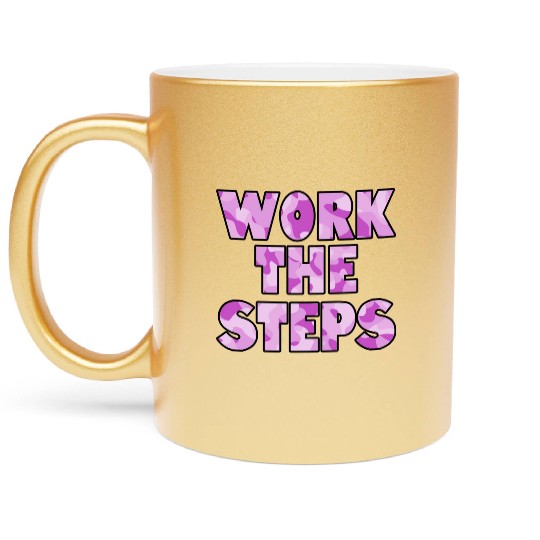 Work the Steps purple camo Metallic Mugs