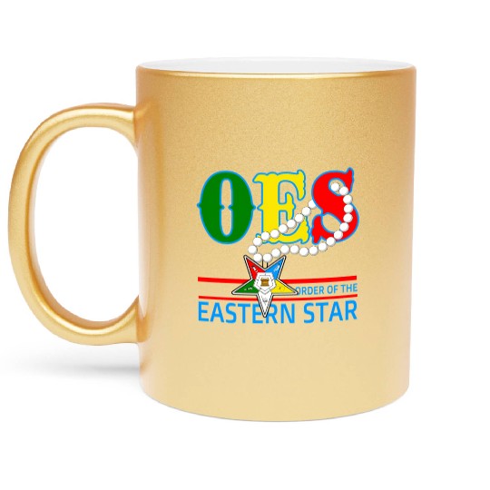 Oes Star Necklace Order Of The Eastern Star Metallic Mugs