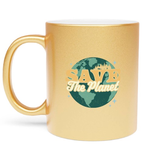 Save The Planet Environmental Retro Vintage Earth Metallic Mugs