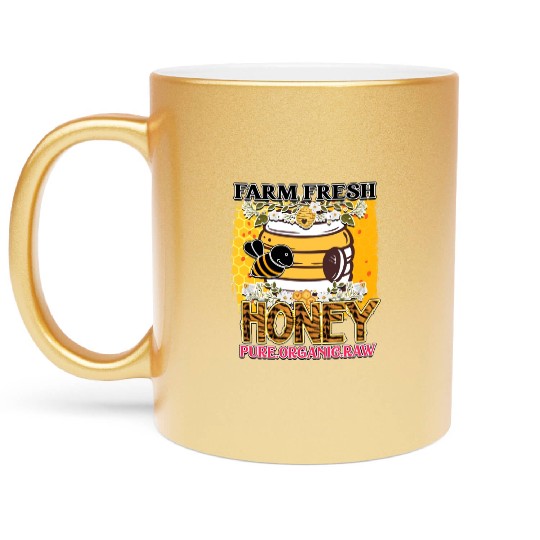 Farm fresh honey pure organic Metallic Mugs