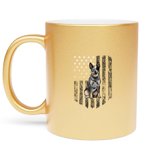 Camo American Flag Australian Cattle Dog 4Th Of Metallic Mugs