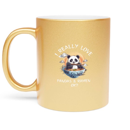 Kawaii Anime Panda Otaku Japanese Ramen Noodles Metallic Mugs