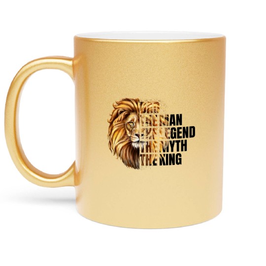 Dad the Man the Legend Leopard Lion Png Metallic Mugs