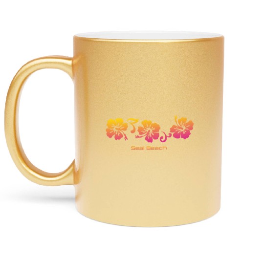 Seal Beach California Hibiscus Souvenir Vacation Metallic Mugs