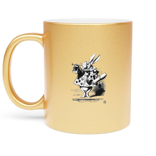 Easter Bunny Alice-In-Wonderland White Rabbit Metallic Mugs