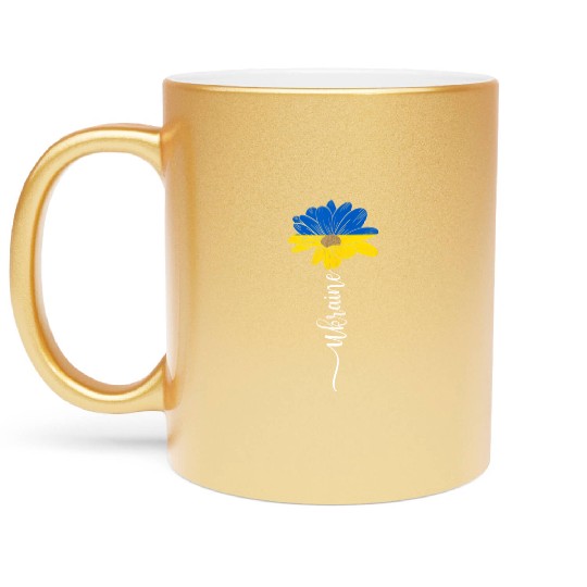 Ukraine Flag Sunflower Ukrainian Support Ukraine Metallic Mugs