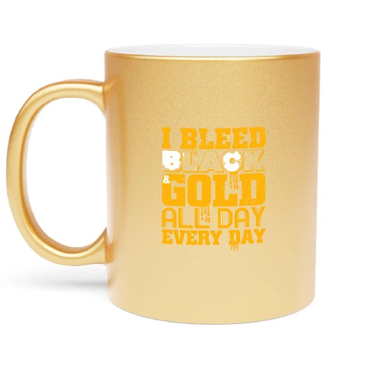 I Bleed Black And Gold Metallic Mugs