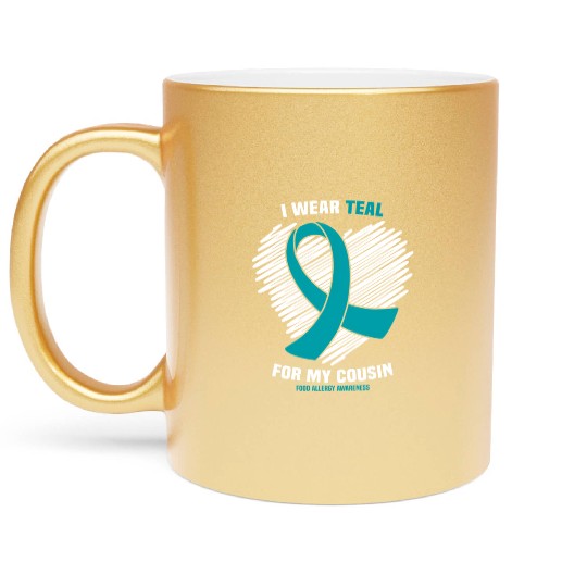 I Wear Teal For My Cousin Food Allergy Awareness Metallic Mugs