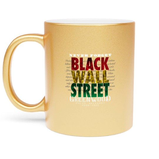 Never Forget Black Wall Street Greenwood Tulsa Metallic Mugs