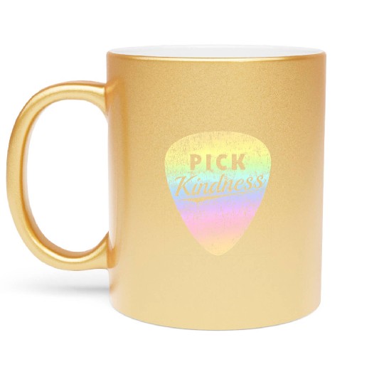 Pastel Rainbow Guitar Pick Pun Anti-Bullying Pick Metallic Mugs