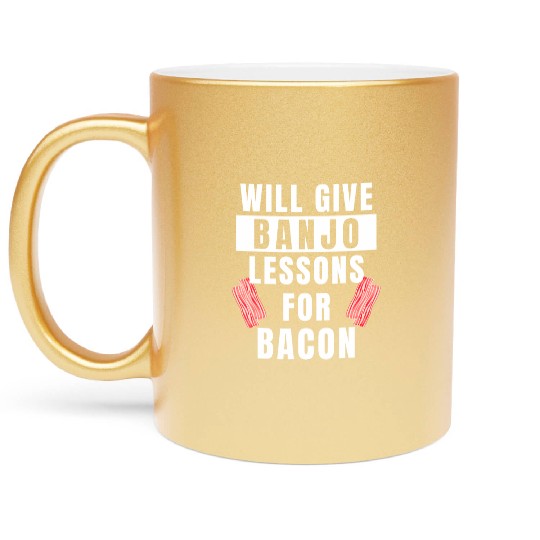 Banjo Player Lessons For Bacon Music Instrument Metallic Mugs