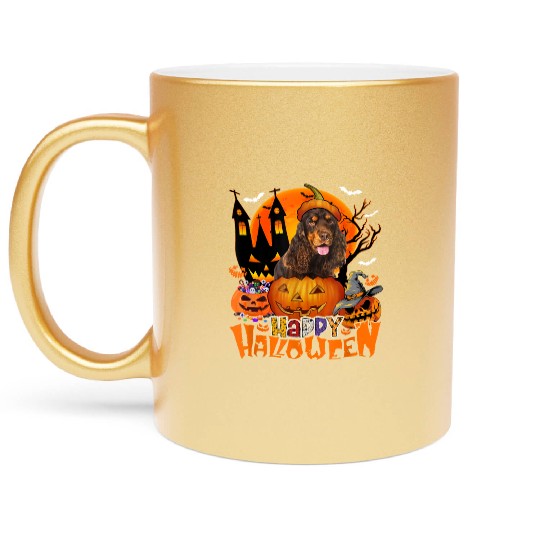 Halloween English Cocker Spaniel In Candy Metallic Mugs
