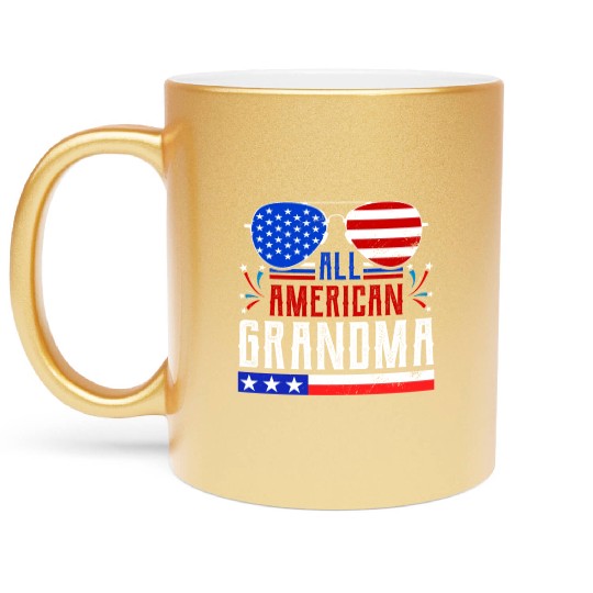 All American Grandma Independence Day US Patriots Metallic Mugs