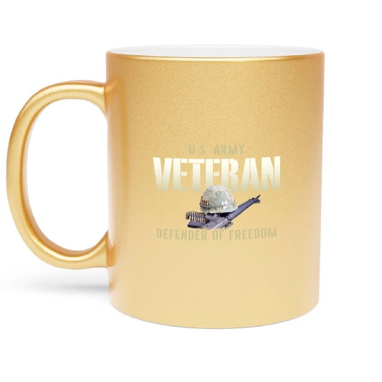 US Army Veteran: Defender of Freedom Metallic Mugs