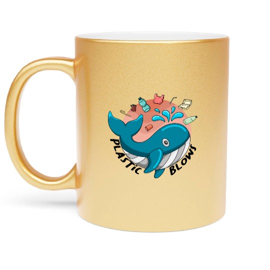 Earth Day Plastic Blows Whale Lover Plastic Free Metallic Mugs