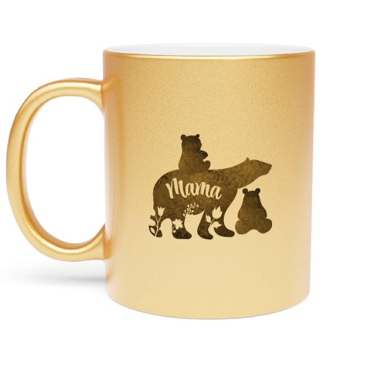 Mama Bear With 2 Cubs Mom of Two Metallic Mugs