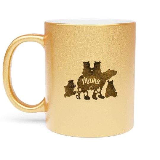 Mama Bear With 4 Cubs Mom of Four Children Gift Metallic Mugs