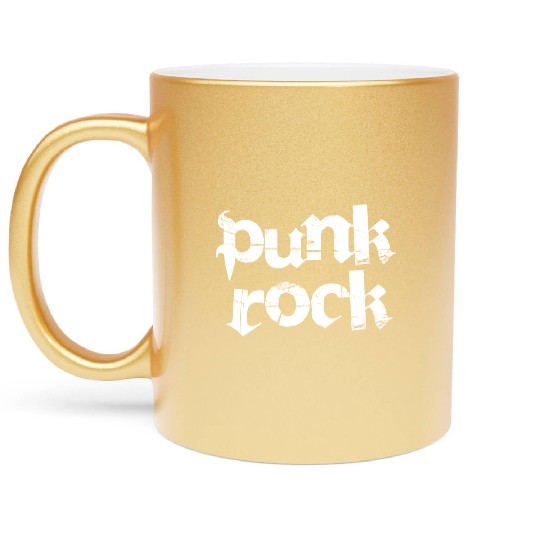 punk rock bold text Metallic Mugs