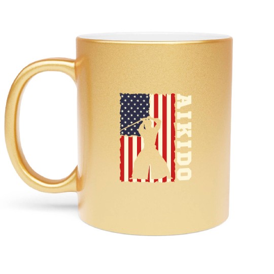 American Flag Aio Japanese Mial Combat Metallic Mugs