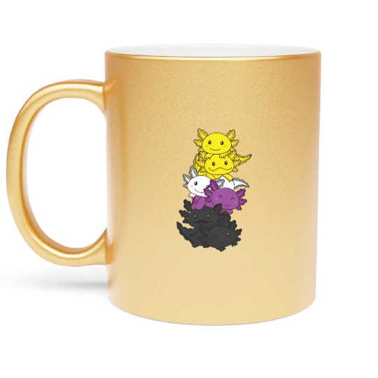 Nonbinary Flag Non Binary Pride Lgbtq Axolotl Metallic Mugs