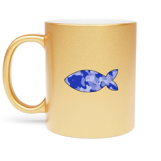 Fish blue camo Metallic Mugs