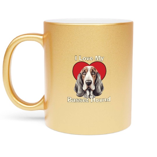 I Love My Basset Hound Puppy Metallic Mugs