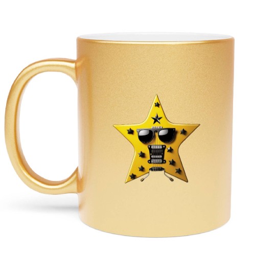 Rock and Roll Royalty The Guitar of a Star Metallic Mugs
