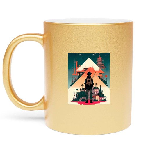 Starry Night Sky and Urban Vistas Metallic Mugs