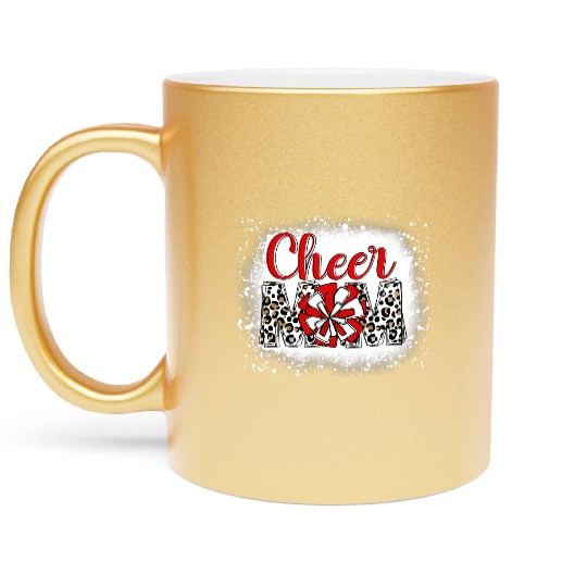 Cheer Mom Leopard Cheerleader Bleached Mother Metallic Mugs