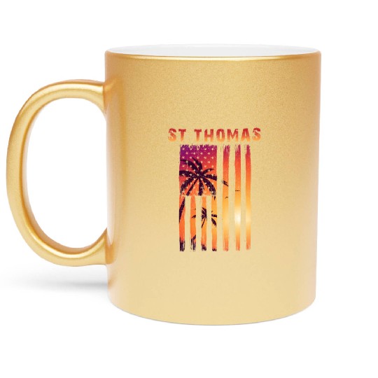 St Thomas Us Virgin Islands Patriotic Flag Metallic Mugs