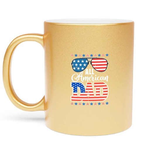 All American Dad Usa Sunglasses Flag Father's Day Metallic Mugs
